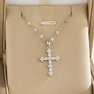Elegant Silver Cross Pendant Necklace